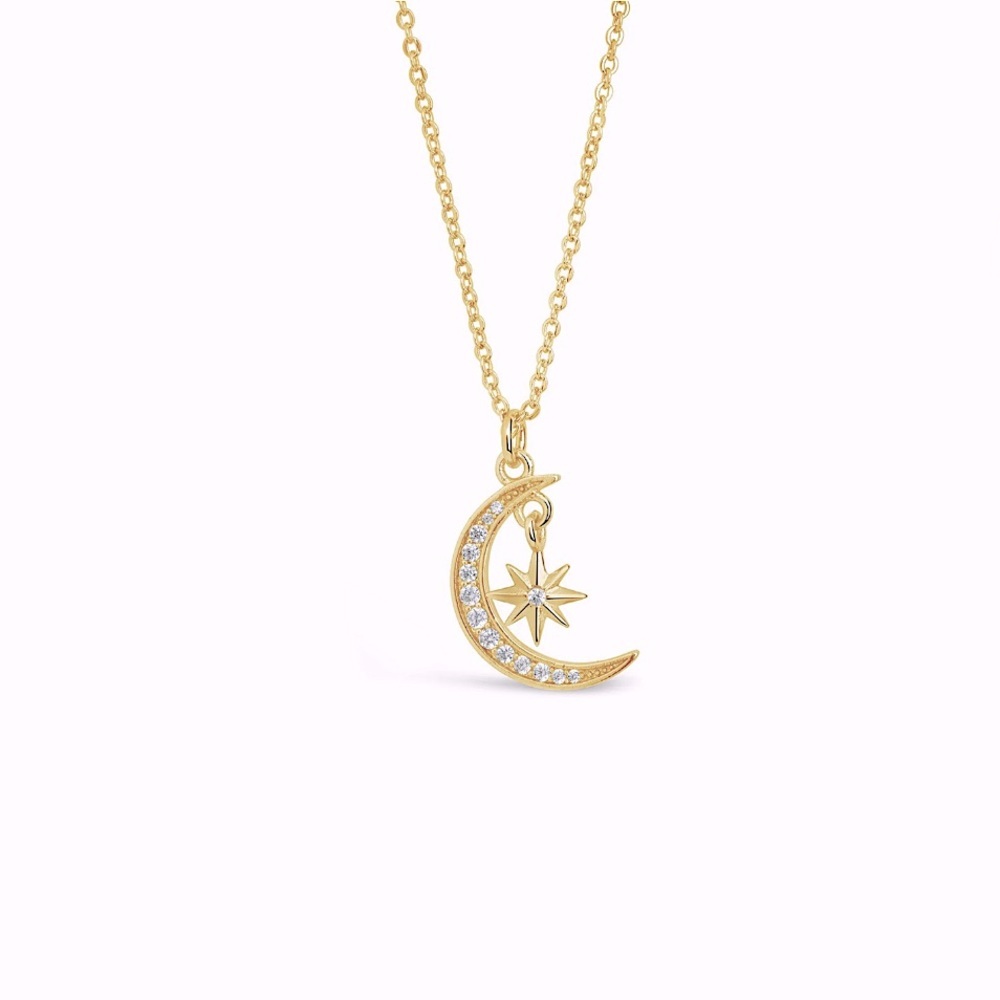 Sterling Forever‎ Crescent Burst Pendant Necklace